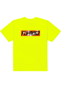 a yellow t - shirt with the word flint on it