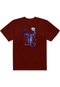 the scorpion t - shirt in maroon